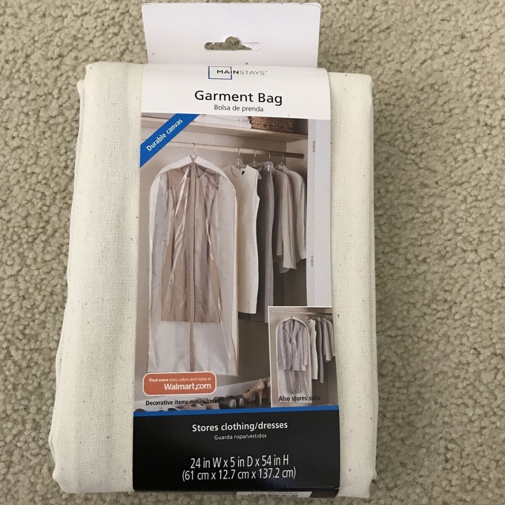Mainstays Garment bag - 24” x 5” x 54” - NEW.